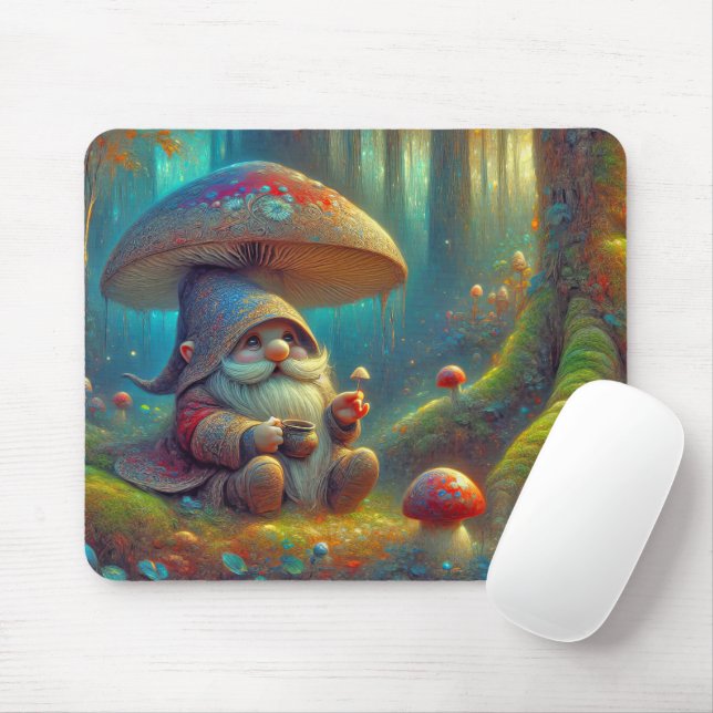 Mousepad Floresta Gnome sob um Cogumelo (Com mouse)