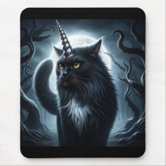 Mousepad Floresta Negra Negra de Gato Negra do Halloween