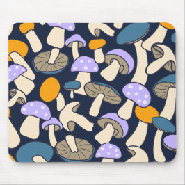 Mousepad Floresta Noturna Botânica de Cogumelo Retro Capric
