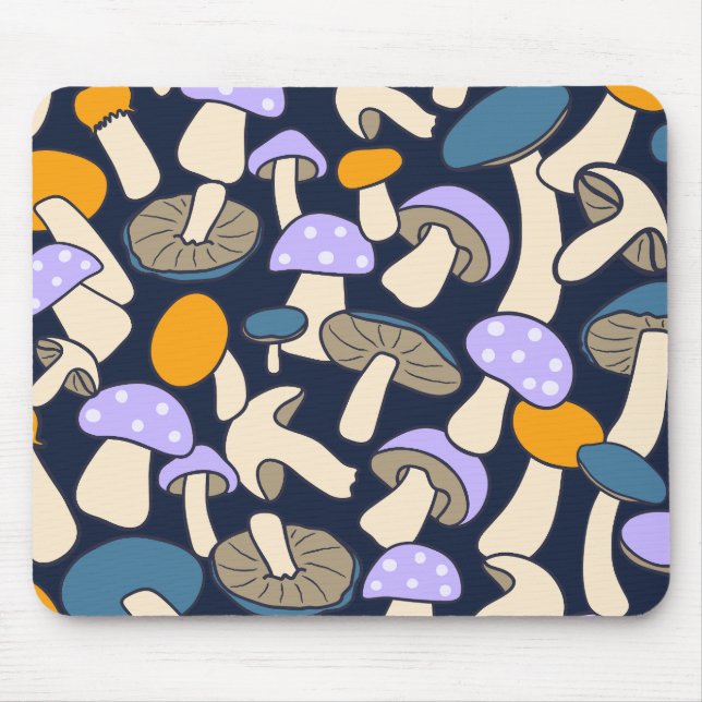 Mousepad Floresta Noturna Botânica de Cogumelo Retro Capric (Frente)