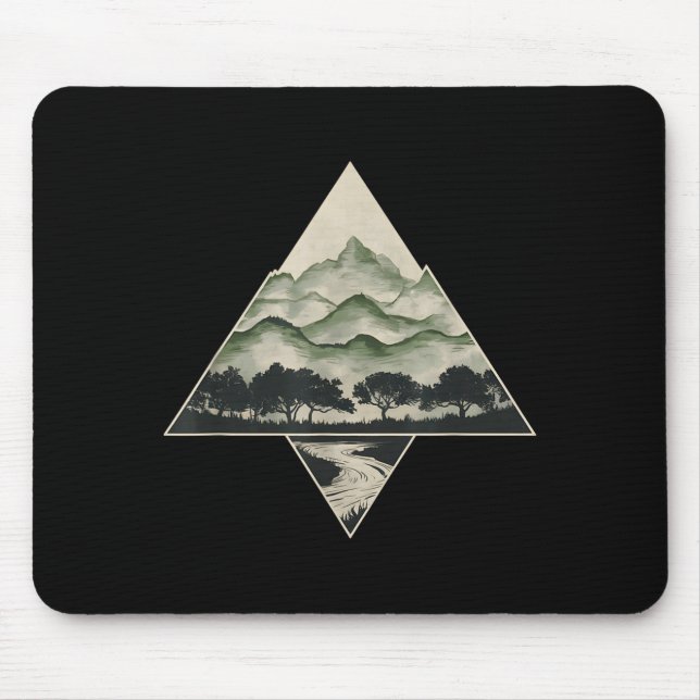 Mousepad Floresta Retro Árvores Vida Selvagem Natureza Vint (Frente)