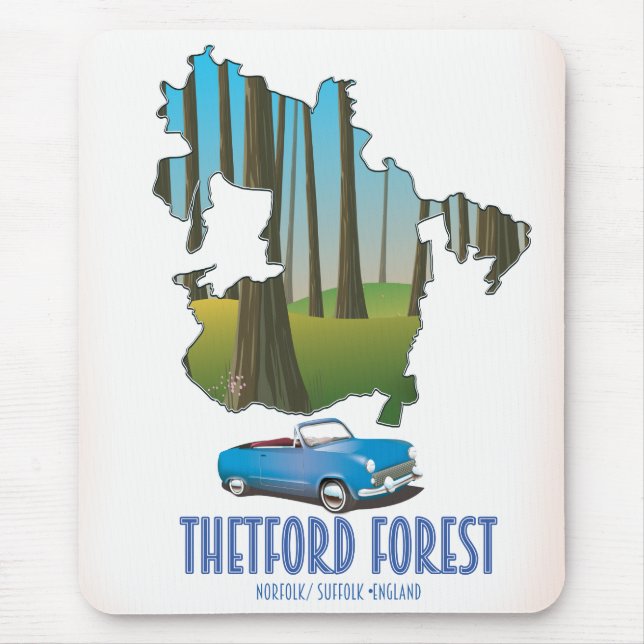 Mousepad floresta thetford norfolk suffolk inglaterra mapa (Frente)
