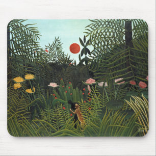 Mousepad Floresta Virgem de Henri Rousseau com Sunset (1910