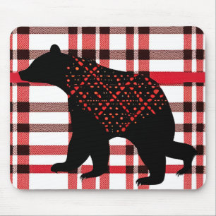 Mousepad Florestas Negras Russas Silhout Urso Negro Na Xadr