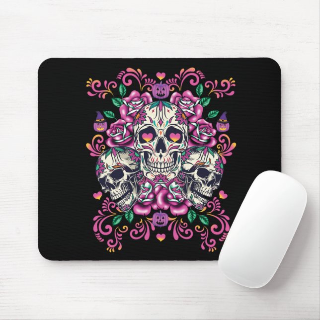 Mousepad Flórida do crânio, cor de água do esqueleto rosa,  (Com mouse)