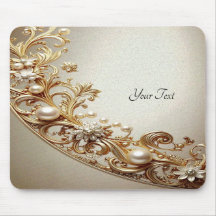 Mousepad Florido Dourado Ornamentado