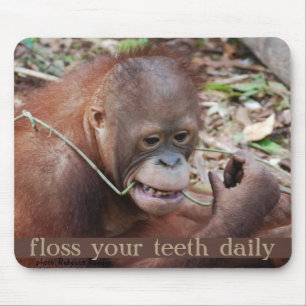 Mousepad Flossing do cuidado do dente do orangotango