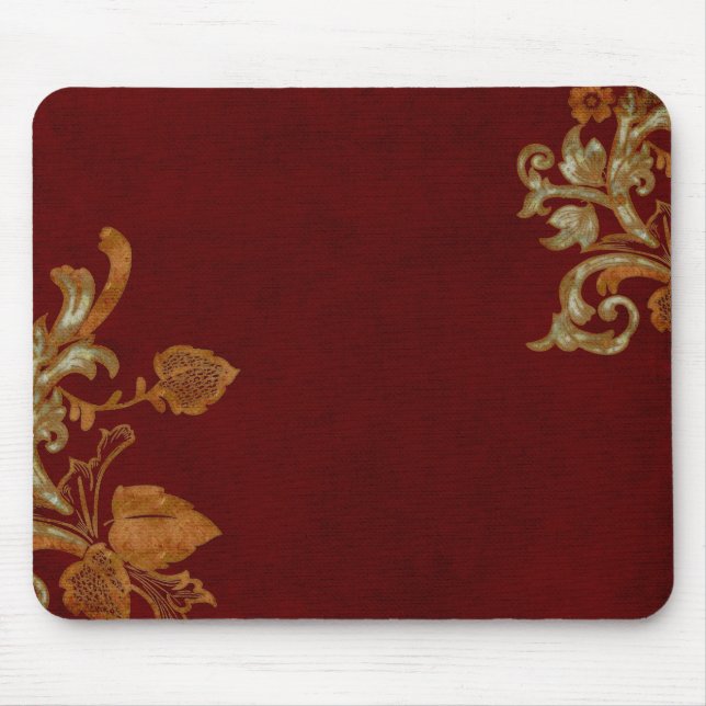 Mousepad Flourish de cobre envelhecido em Borgonha (Frente)