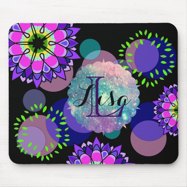 Mousepad Flower Firework Simples Hippy Na moda (Frente)