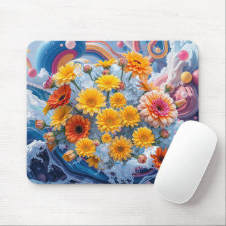 Mousepad Flowers and Ocean Waves