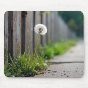 Mousepad Fluffy Dandelion crescendo em uma calçada