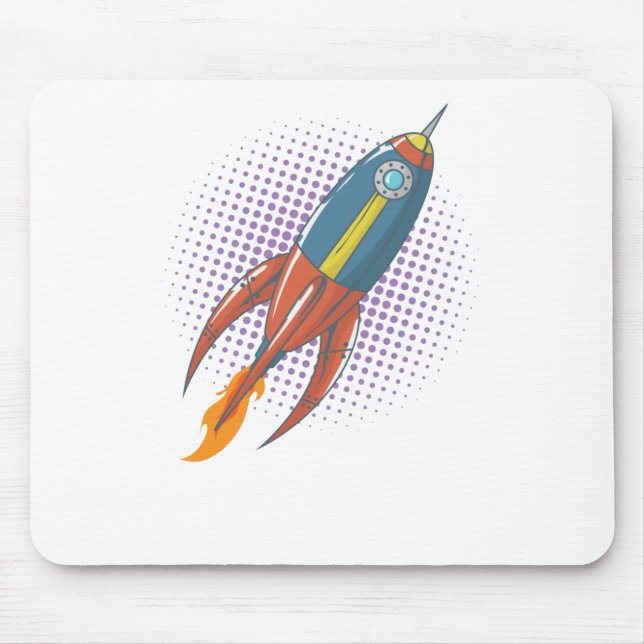 Mousepad Flugkörper Rakete Weltall Comic Mond (Frente)