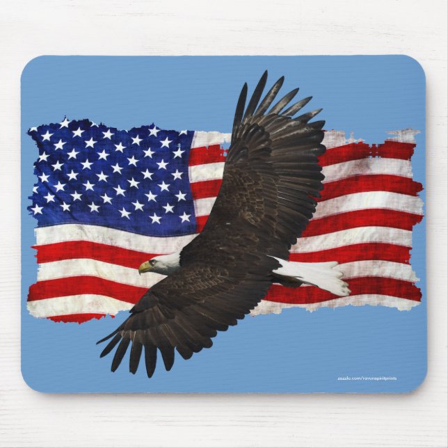 Mousepad Flying Bald Eagle & U.S Flag Patriotic Mousemat (Frente)