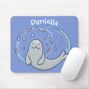 Mousepad Foca-branca e ilustração de desenho animado de azu