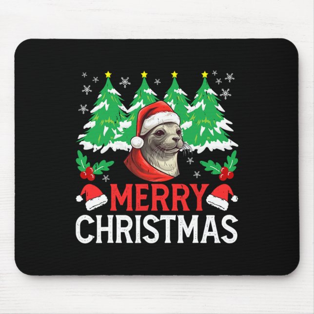 Mousepad Foca Ikal Roupa de Natal de Pijama para Férias de  (Frente)