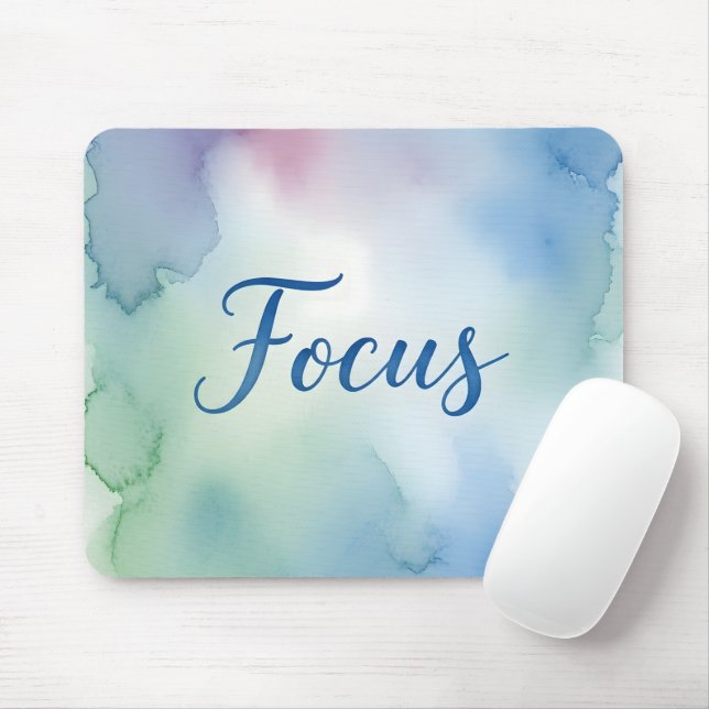 Mousepad Foco Motivacional em Aquarela Pastel Moderna (Com mouse)