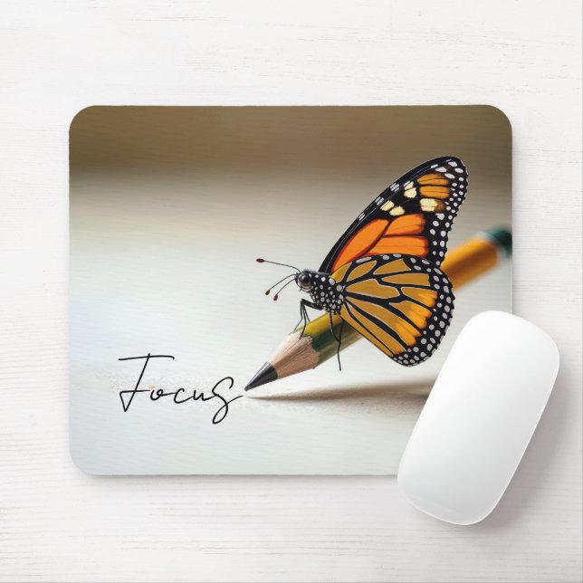 Mousepad Focus Text With Monarch Butterfly (Com mouse)