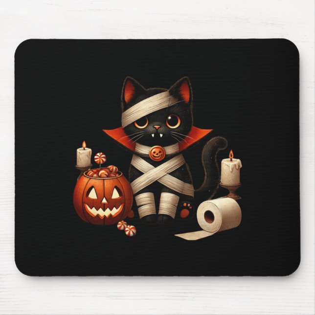 Mousepad Fofão Fantasia de Gato Preto do Drácula no Hallowe (Frente)