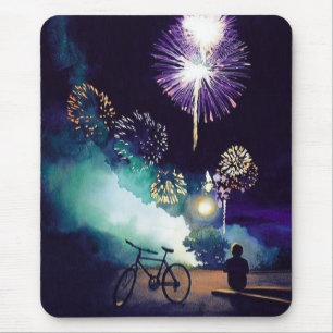 Mousepad "Fogo arte da aguarela dos fogos-de-artifício no