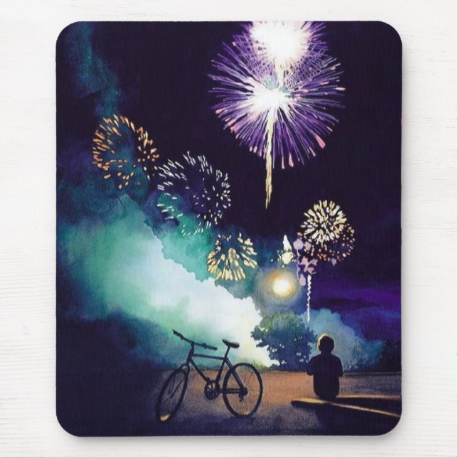 Mousepad "Fogo arte da aguarela dos fogos-de-artifício no (Frente)