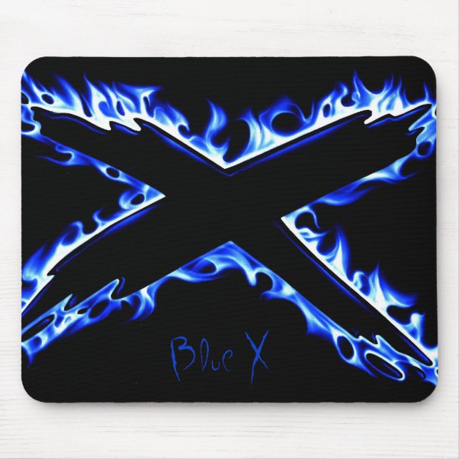 Mousepad FOGO AZUL X, X azul (Frente)