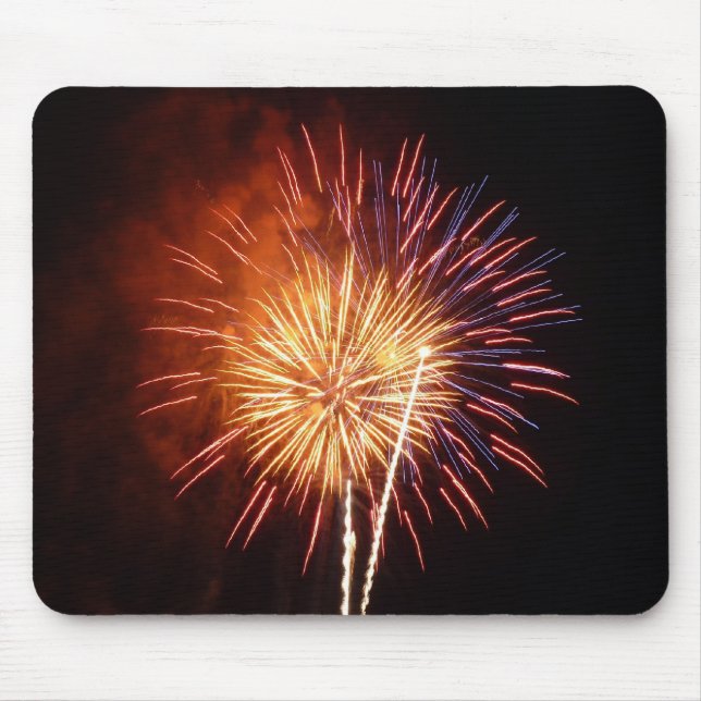 Mousepad Fogo de Artifício Vermelho, Branco e Azul I Patrió (Frente)