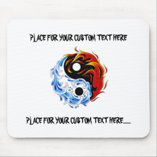 Mousepad Fogo legal Yin Yang da água do símbolo do tatuag