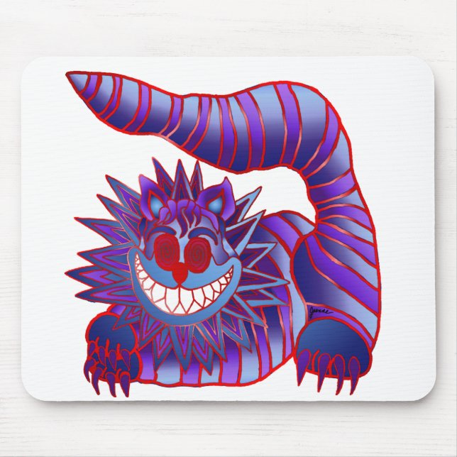 Mousepad Fogo louco do gato de Cheshire (Frente)