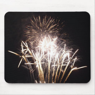 Mousepad Fogos de artifício brancos e Dourados I Celebração