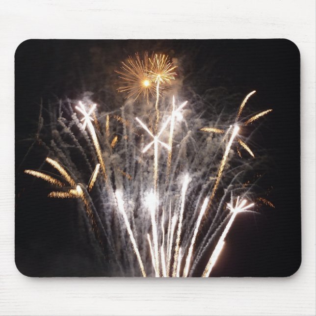 Mousepad Fogos de Artifício Brancos e Dourados II Celebraçã (Frente)