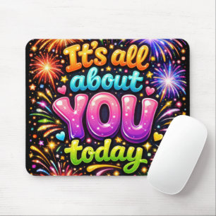 Mousepad Fogos de Artifício Neon com Estrelas e Corações