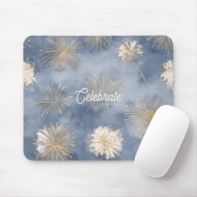 Mousepad Fogueira Azul Ouro Branco Celebra (Com mouse)