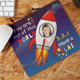 Mousepad Foguete de Foguete Exterior Bonito Explodiu Aniver