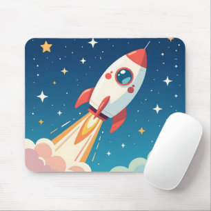 Mousepad Foguete espacial fofo decolando