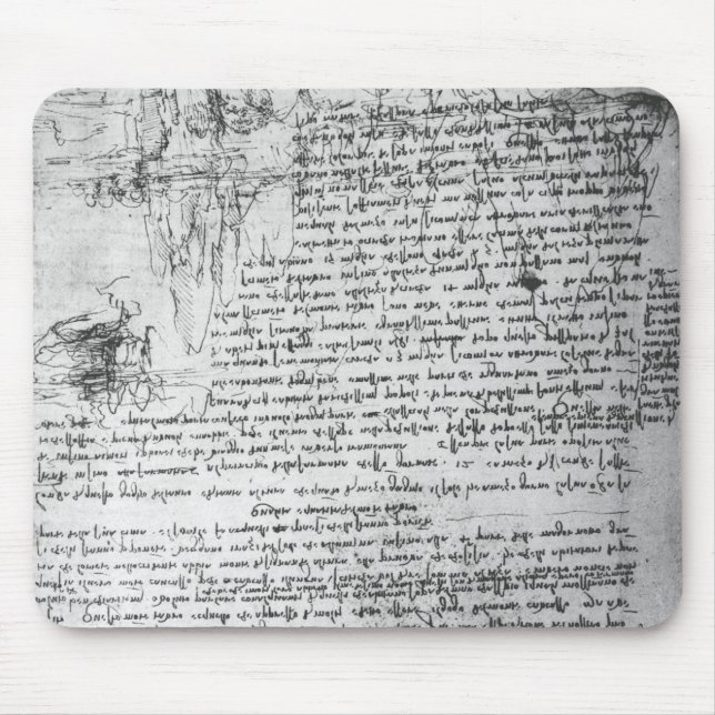 Mousepad Fol.145v-b, página do caderno de da Vinci (Frente)