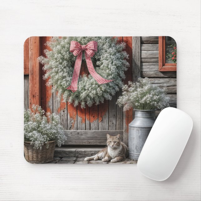 Mousepad Fôlego do bebê em uma porta de fazenda (Com mouse)