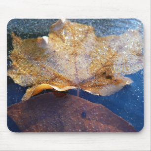Mousepad Folha de Bordo Amarela Congelada Outono Natureza
