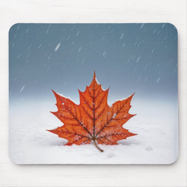 Mousepad Folha de Bordo na Neve Fresca (Frente)