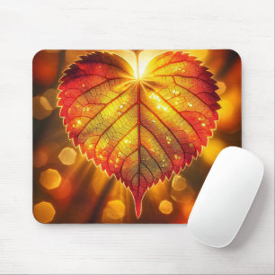 Mousepad Folha de Coração de Outono Brilhante