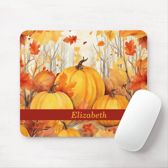 Mousepad Folha de Folha Personalizada de Pumpkin outono Açã (Com mouse)