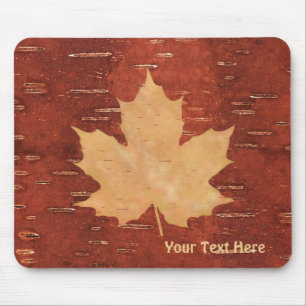 Mousepad Folha de Maple no Latido de Birch Interior