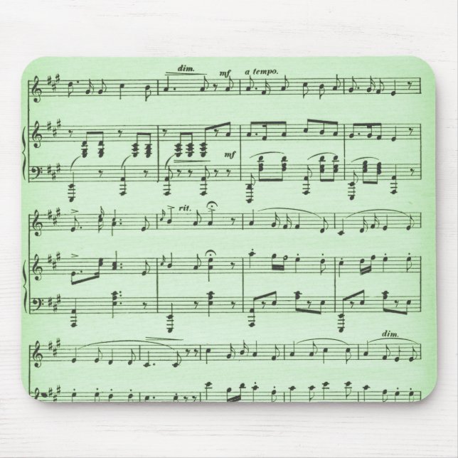 Mousepad Folha de Música Verde (Frente)