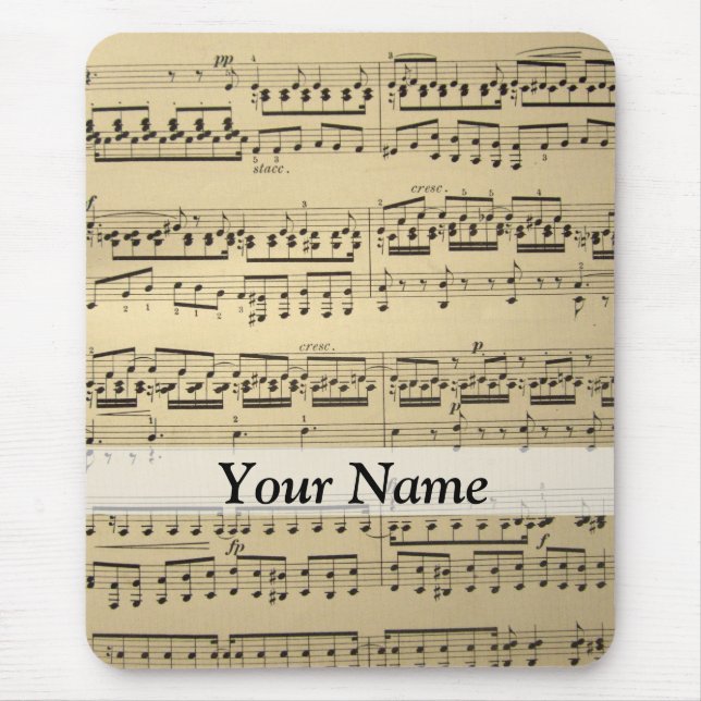 Mousepad Folha de Música Vintage (Frente)