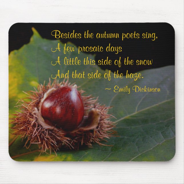 Mousepad Folha de outono e Nut com Pad de Mouse Poem Dickin (Frente)