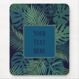 Mousepad folha de palmeira tropical-escura moderna, folhas