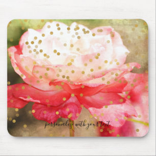 Mousepad Folha de prova Dourado personalizada dos confetes