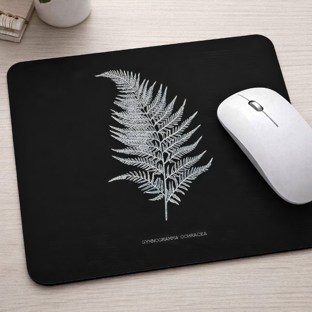 Mousepad Folha de Samambaia Ocre, Gymnogramma Ochracea (Ochre Fern Frond, Gymnogramma Ochracea. Mouse Pad)