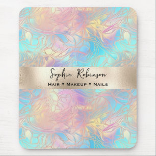 Mousepad Folha Elegante Iridescente e Pérolas