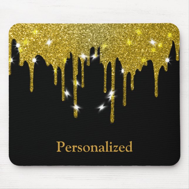 Mousepad Folha Faux Dourada da Brilhante Preta Personalizad (Frente)