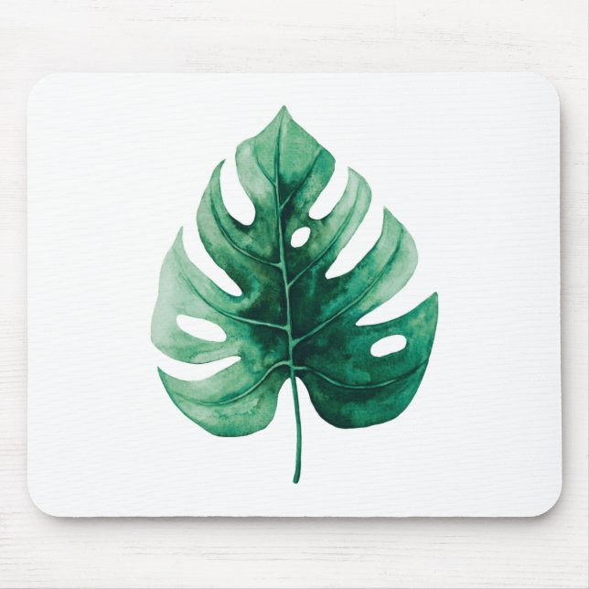Mousepad Folha Verde com Cor de Água Tropical Simples (Frente)